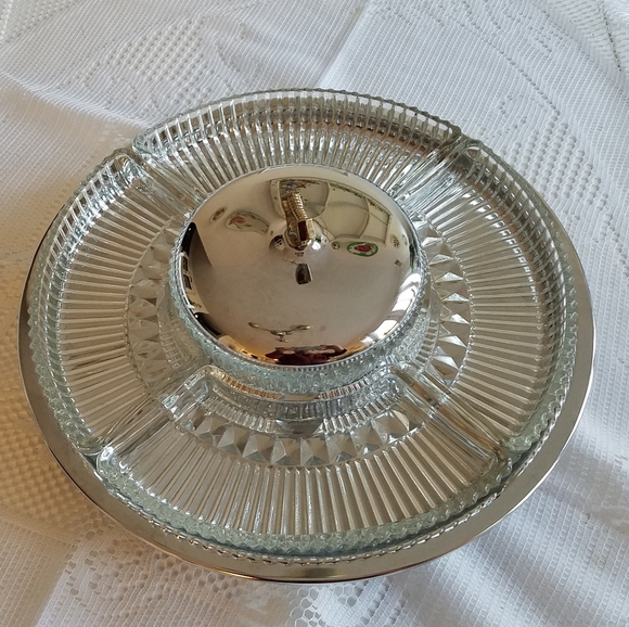 Vintage Kromex Lazy  Susan Divided  Serving Dish - Picture 2 of 13